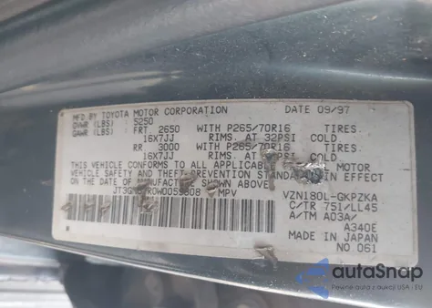 1998 Toyota 4Runner Sr5 V6 Limited z USA, uszkodzony, nr VIN JT3GN87R0W0059808